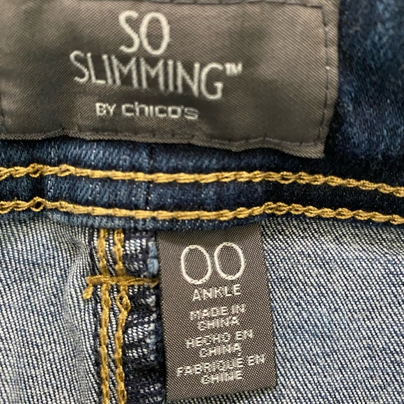 Chico’s so slimming ankle jeans size (00/2-XXS)Rainier Indigo w/sparkling jewel - Picture 10 of 11